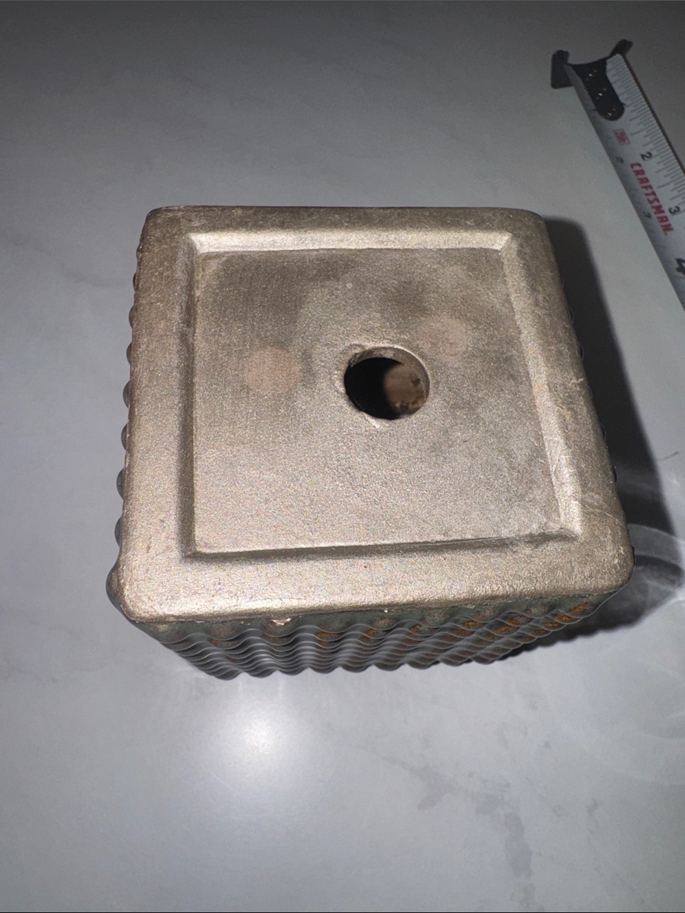Craft Green & Brown Tan Glazed Ceramic 3” Square Vase with Raised Dot Texture - Picture 7 of 7